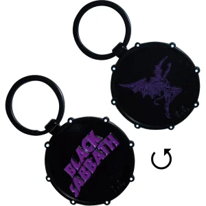 Black Sabbath Keychain: Wavy Logo & Daemon Drum (Double Sided) - Ключодържател
