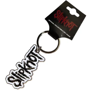 Slipknot Keychain: Black Logo White Border - Ключодържател