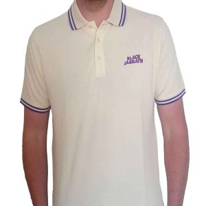 Black Sabbath Unisex Polo Shirt: Wavy Logo (Natural Cream Color) - Риза с къс ръкав