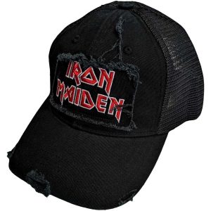 Iron Maiden Unisex Mesh Back Cap - Scuffed Logo (Black) - Шапка