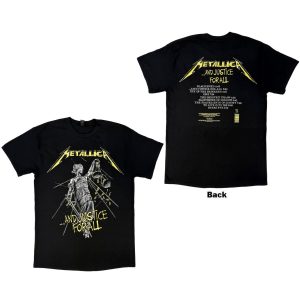 Metallica Unisex T-Shirt: And Justice For All Tracks (Black) (Back Print) - Тениска