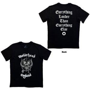 Motorhead Unisex T-Shirt: England (Black) (Back Print) - Тениска