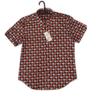 The Rolling Stones Unisex Casual Shirt: Tongue and Text (Black) (All Over Print) - Риза с къс ръкав