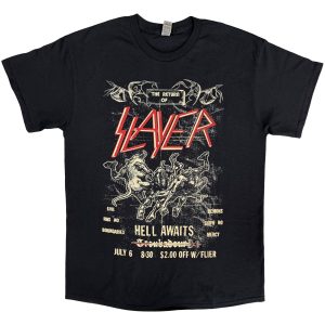 Slayer Unisex T-Shirt: Vintage Flyer - Hell Awaits (Black) - Тениска