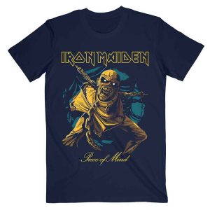 Iron Maiden - Piece of Mind - Gold Eddie- Navy - Тениска