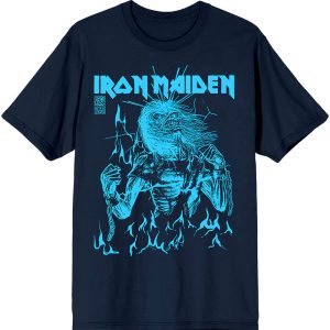Iron Maiden - 50 Life After Death - Eddie Flames - Light Blue Navy - Тениска