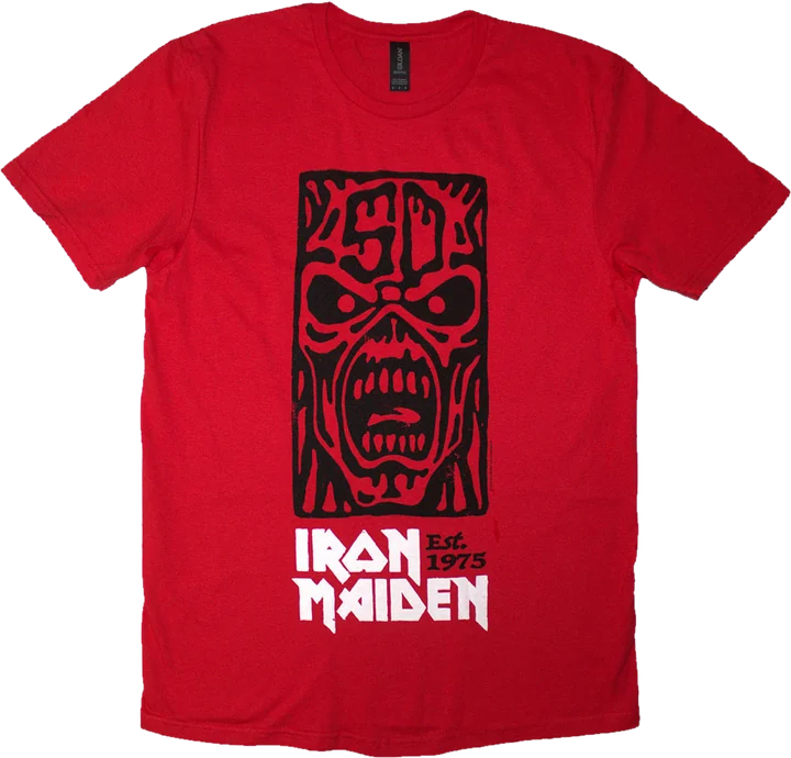 Iron Maiden – Est. 1975 Stamp Logo Black - (Red) - Тениска