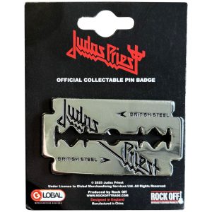 Judas Priest Pin Badge - British Steel Razor Blade - Значка