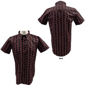 Pink Floyd Unisex Casual Shirt: Courier Pattern (Black) (All Over Print) - Риза с къс ръкав